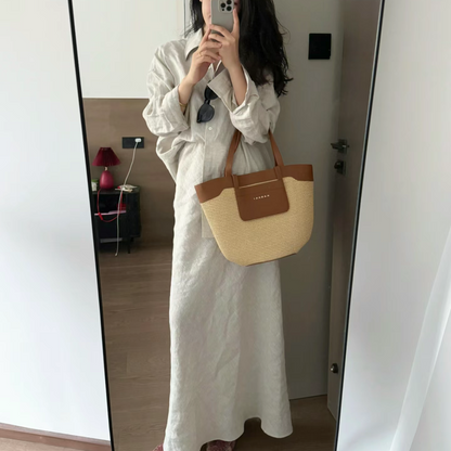Minimalist Loose Long-Sleeve Shirt And Skirt Two-Piece Set