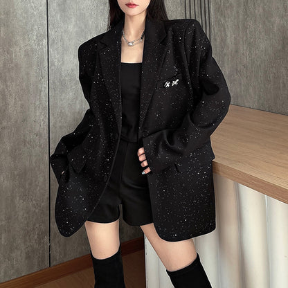 Black Suit Jacket With Gold Foil Stamping