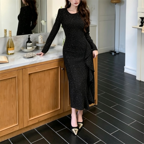 Red Rhinestone Evening Gown