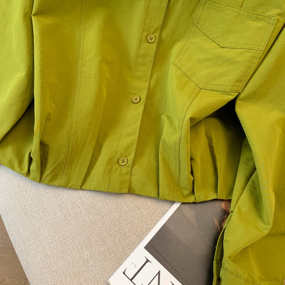 Long-Sleeved Pure Cotton Shirt With A Shawl