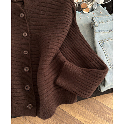 Stylish Stand-Up Collar Knit Cardigan