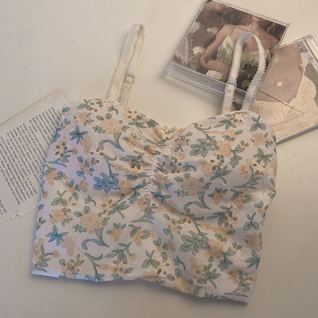 Sunscreen chiffon shirt shawl oat floral cami top