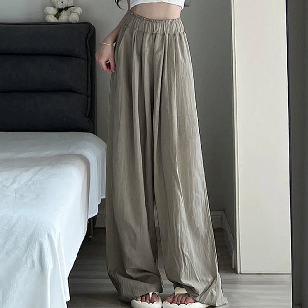 Ice silk wide leg high waist cotton linen pants