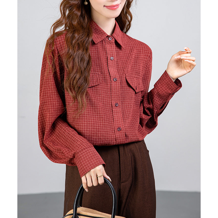Retro Long-Sleeved Plaid Shirt