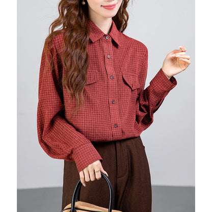 Retro Long-Sleeved Plaid Shirt