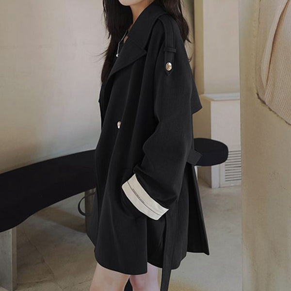 70% Double Breasted Trench Long Sleeve Suit Collar Coat