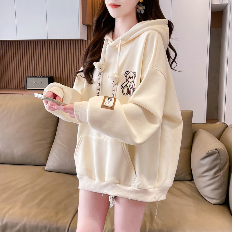 Winter Fleece Hooded Embroidered Sweatshirt