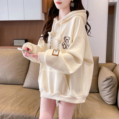 Winter Fleece Hooded Embroidered Sweatshirt
