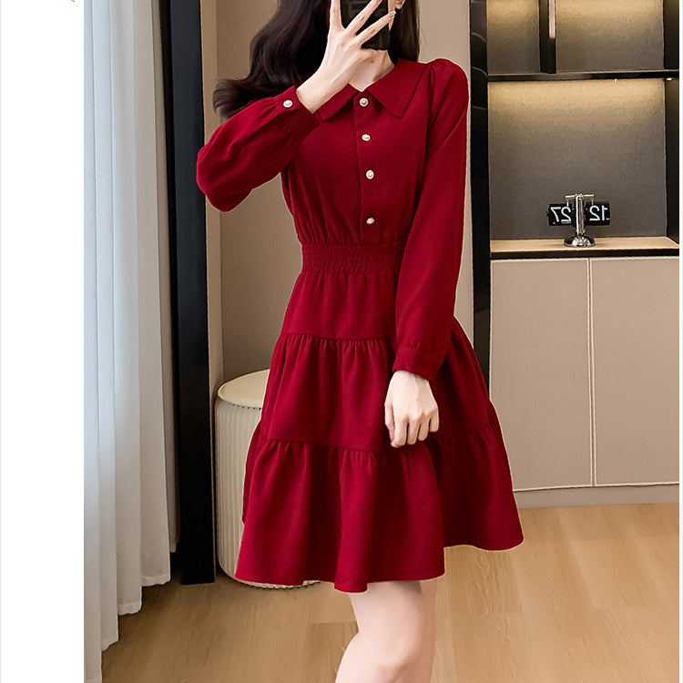 Retro Red High-Waisted Dress