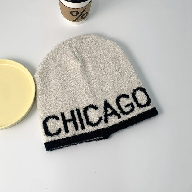 Alphabet warm knit dome hat