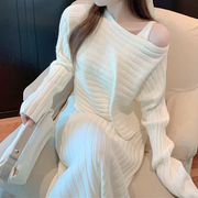 Long Sleeve Sweater Knit Dress Two Piece Set