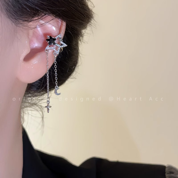 Five-Pointed Star Tassel Ear Clip Non-Pierced Earrings