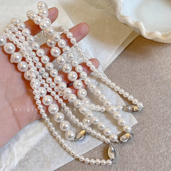 Pearl Necklace Beaded Collarbone Sweater Chain