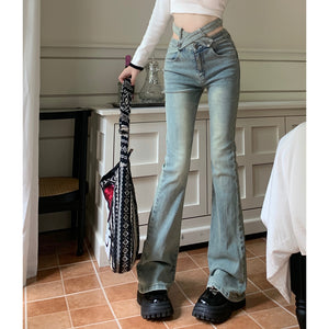High Waisted Jeans Stretch Floor Mopping Pants