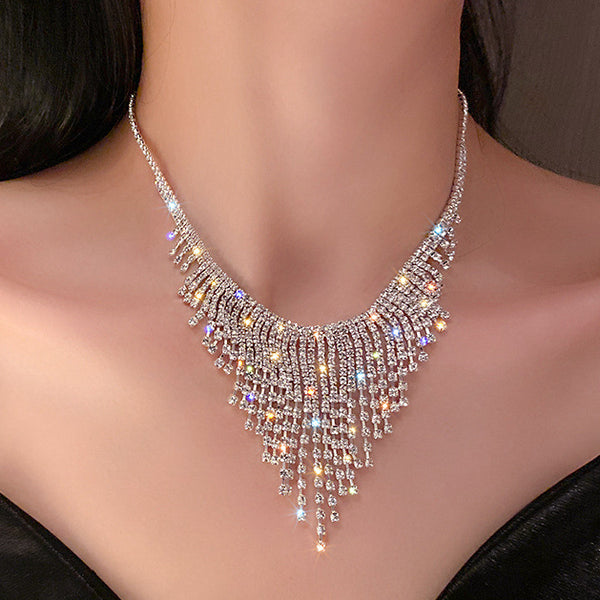 Tassel Sparkling Diamond Prom Necklace