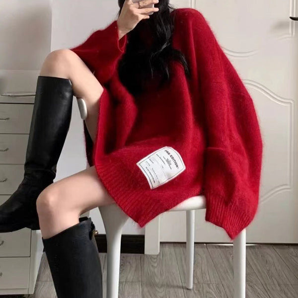 70% Hooded Loose Red Long Sleeve Christmas Sweater