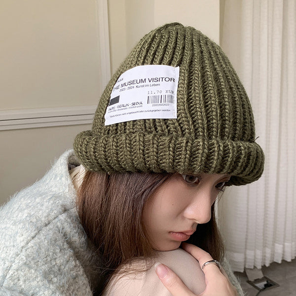 Loose Label Wool Knit Warm Hat