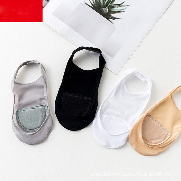 Invisible exposed heel pad ice silk crew socks
