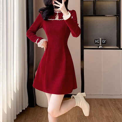 Corduroy Pearl Button Dress