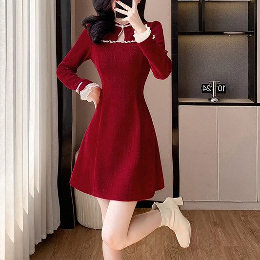 Corduroy Pearl Button Dress