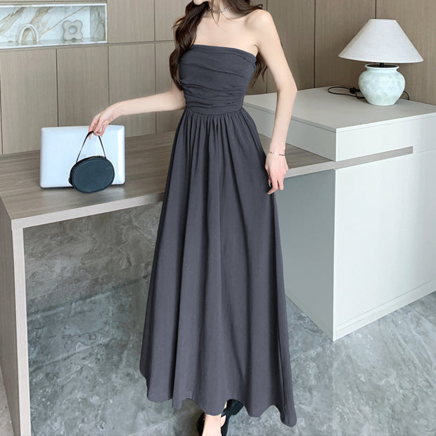 Modal slim waist long tube top dress
