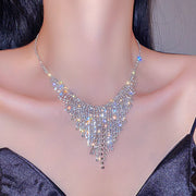 Tassel sparkling diamond prom necklace