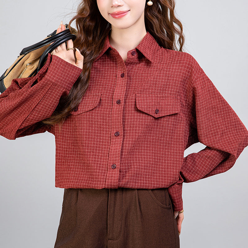 Retro Long-Sleeved Plaid Shirt