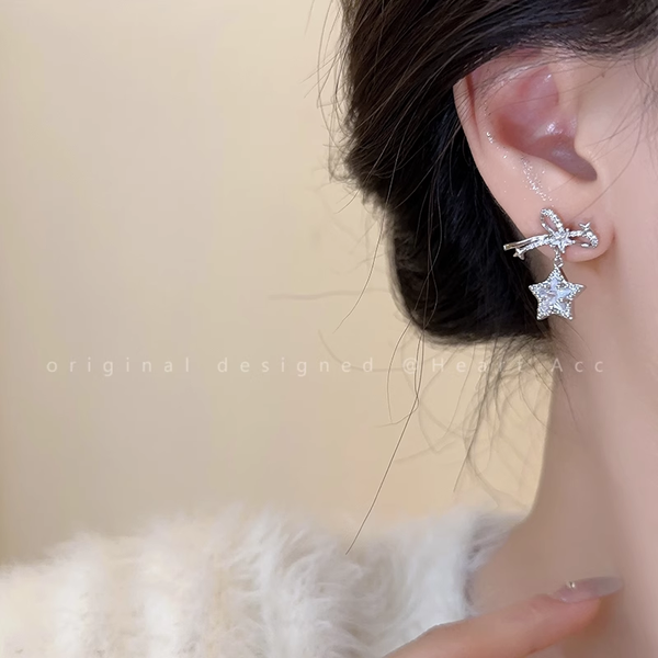 Bow Star Earrings Temperament Personality Ear Jewelry