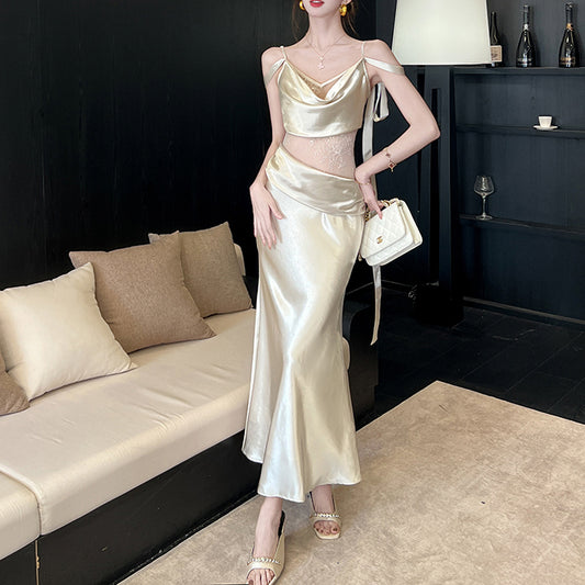 Lace-Trimmed Slip Dress