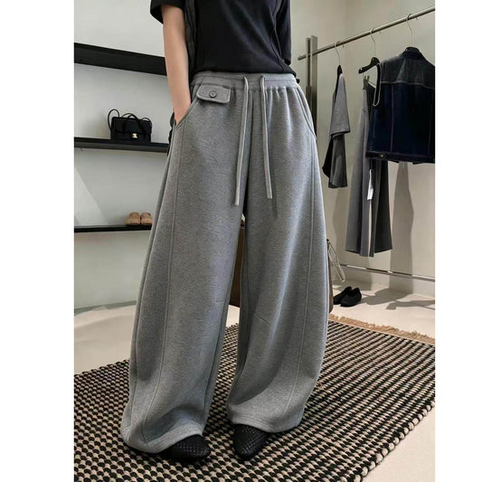 Lazy Style Drawstring Wide-Leg Sweatpants