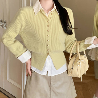 Metal Button Knitted Cardigan Jacket