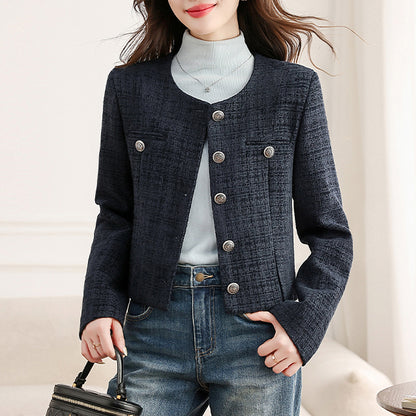 Casual Blue Cropped Jacket