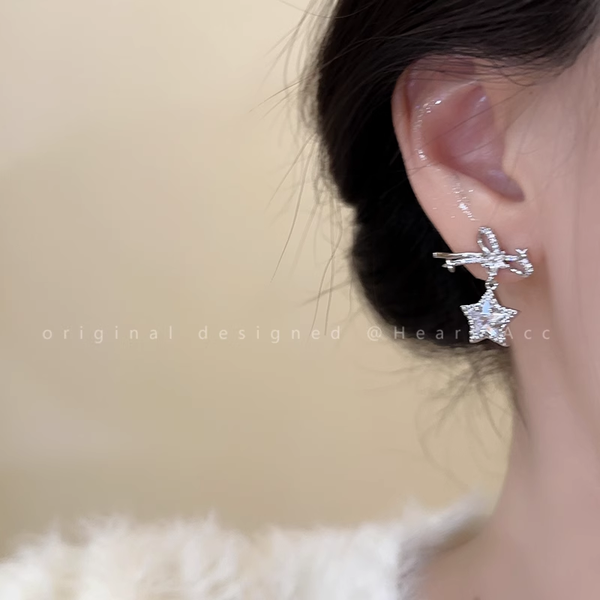 Bow Star Earrings Temperament Personality Ear Jewelry