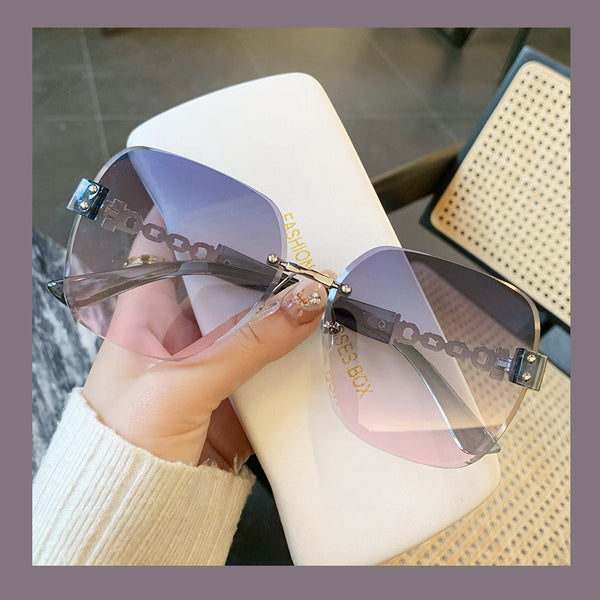 Chain Frameless Fashionable Anti-Uv Sunglasses