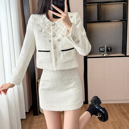 Embroidered Diamond And Beaded Fashionable Two-Piece Suit