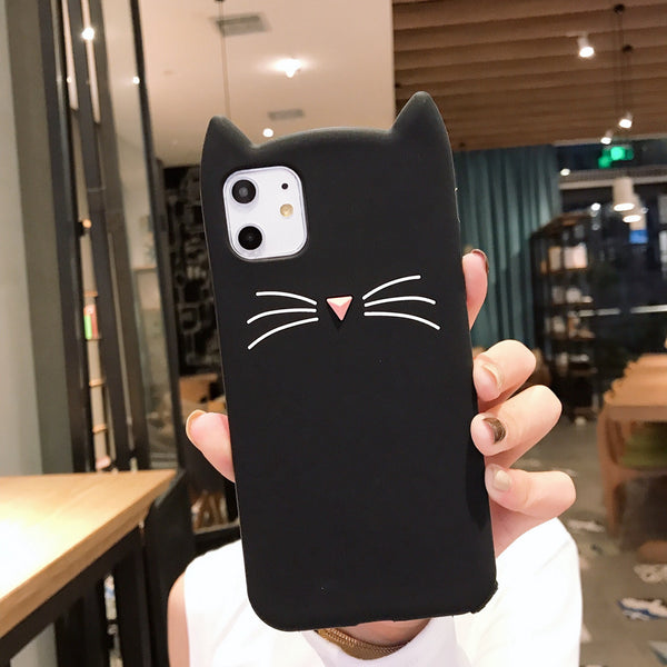 Bearded Cat Ears Silicone iPhone Case
