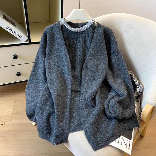 Stylish Camisole Knit Sweater Two-Piece Set