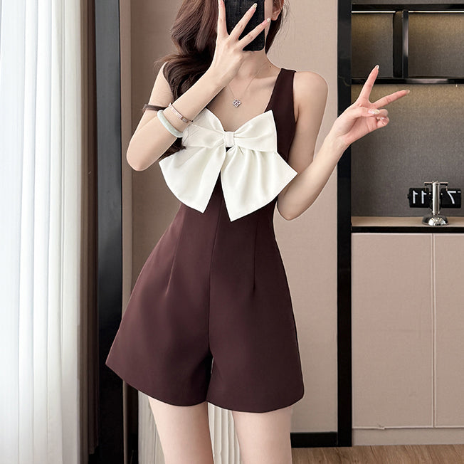 French-Style Fashionable Bow Jumpsuit