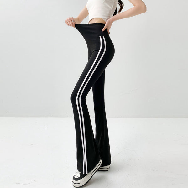 Striped Hip Lift Workout Flared Yoga Pants