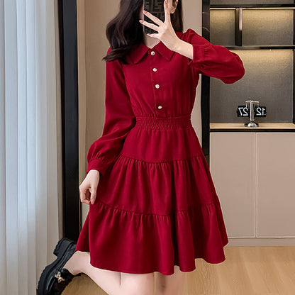 Retro Red High-Waisted Dress