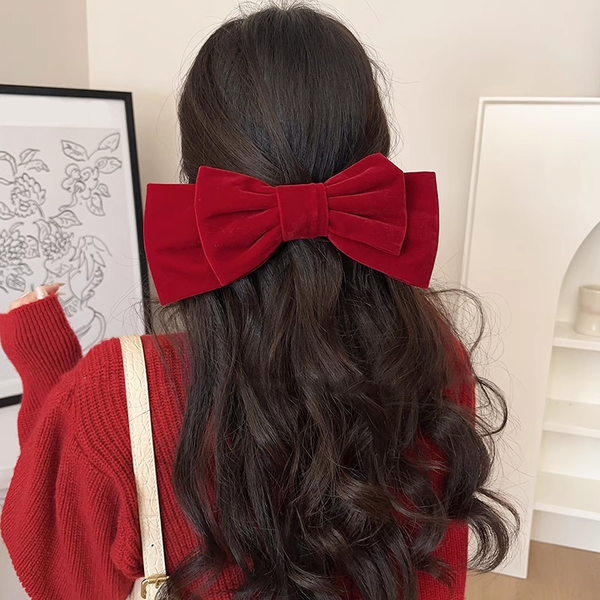 Bow Tie Back Head Velvet Spring Clip Hairpin Hair Accessory