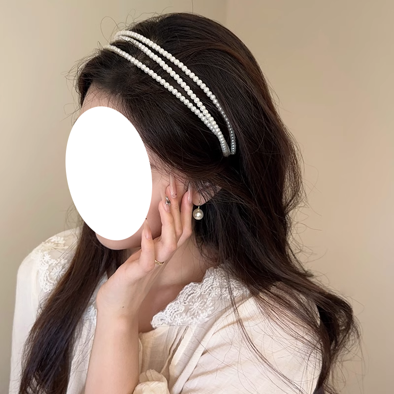 Three-Layer Pearl Headband Pearl Out-And-Out Face Wash Headgear
