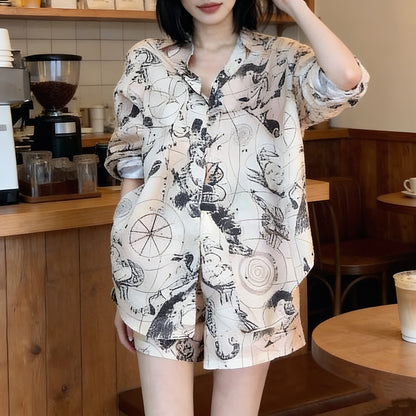 Stylish And Cute Two-Piece Set Of Shirt And Shorts