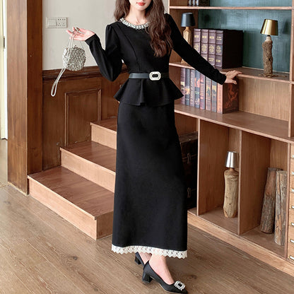 Two-Piece Set Of Ruffled Top And Skirt