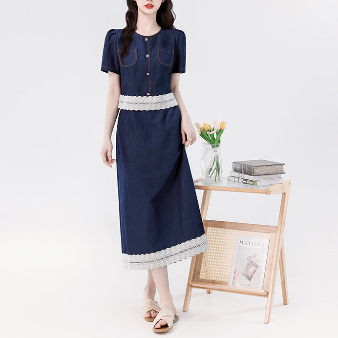Tencel Lightweight Denim Suit Skirt