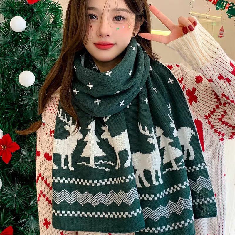 New Year Christmas Warm Knitted Scarf