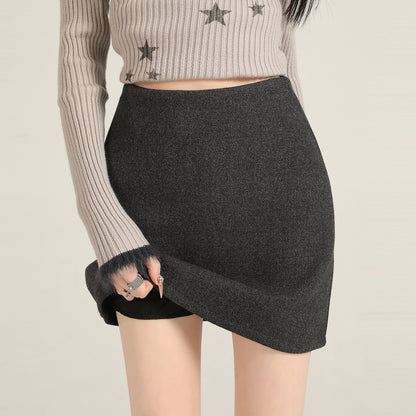 Gray A-Line Wool Skirt