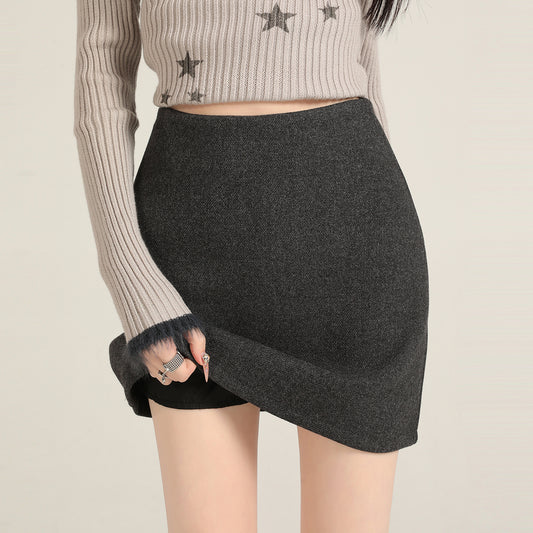 Gray A-Line Wool Skirt