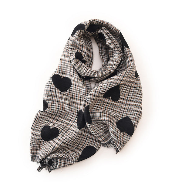 Love Printed Fringed Cashmere Warm Scarf