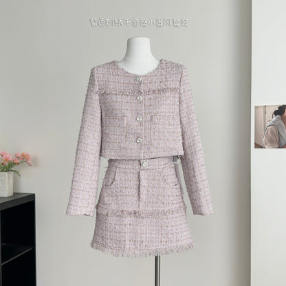 Purple Embroidered Fashionable Two-Piece Suit